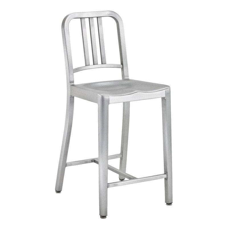 Chairs |   1006 Navy Counter Stool, Brushed Aluminium Chairs Chairs