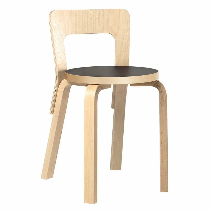 Chairs |   Aalto Chair 65, Birch – Black Linoleum Chairs Chairs