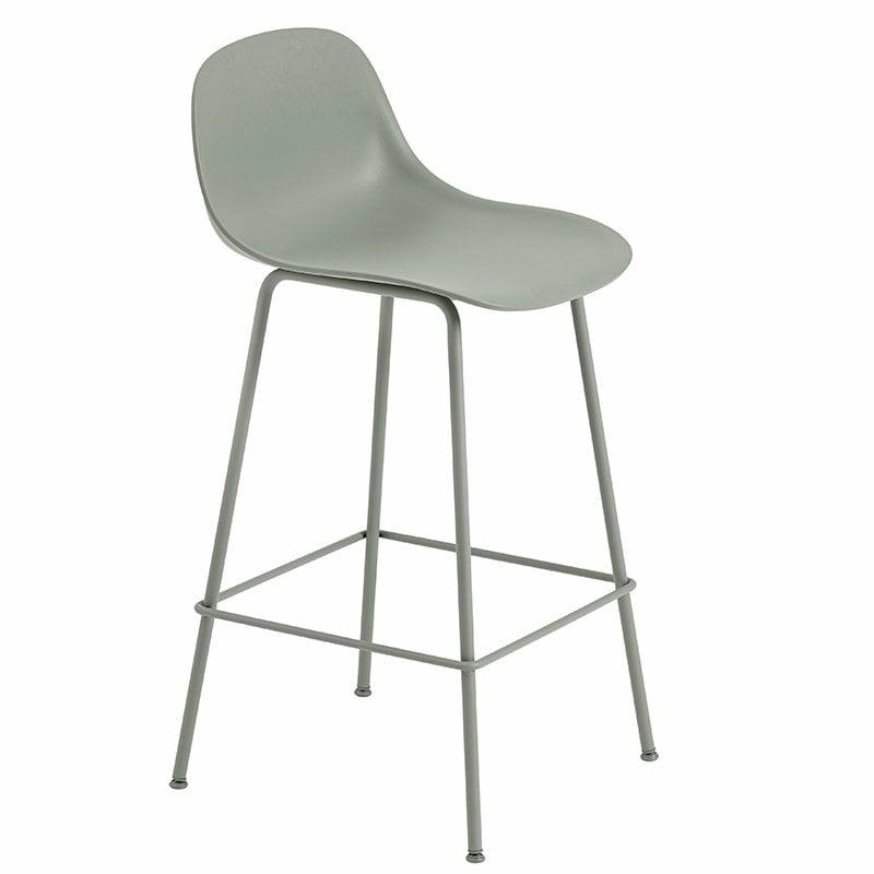 Chairs |   Fiber Counter Stool With Backrest, 65 Cm, Tube Base, Dusty Green Chairs Chairs