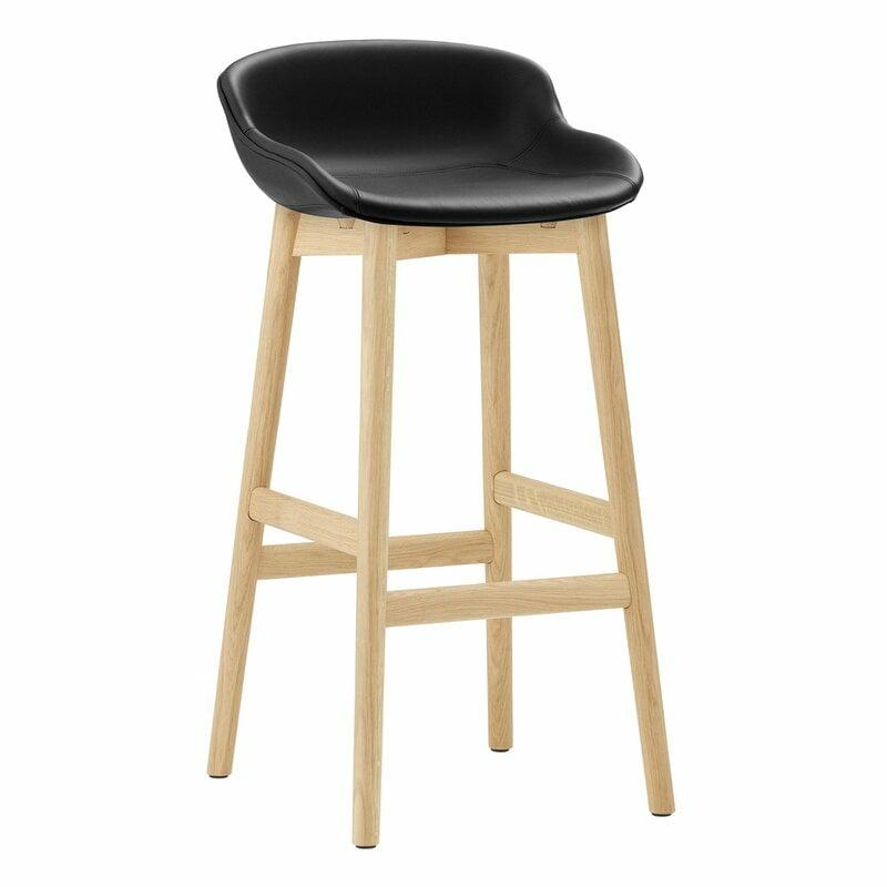 Chairs |   Hyg Bar Stool 75 Cm, Oak – Black Leather Ultra Chairs Chairs