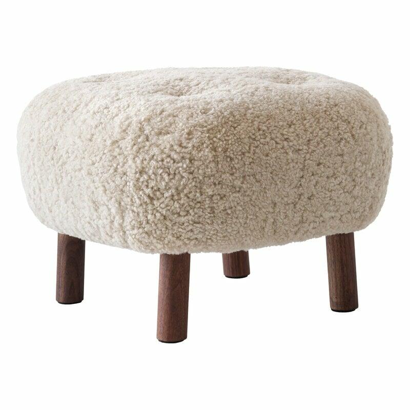 Chairs |   Little Petra Atd1 Pouf, Moonlight Sheepskin – Walnut Chairs Chairs