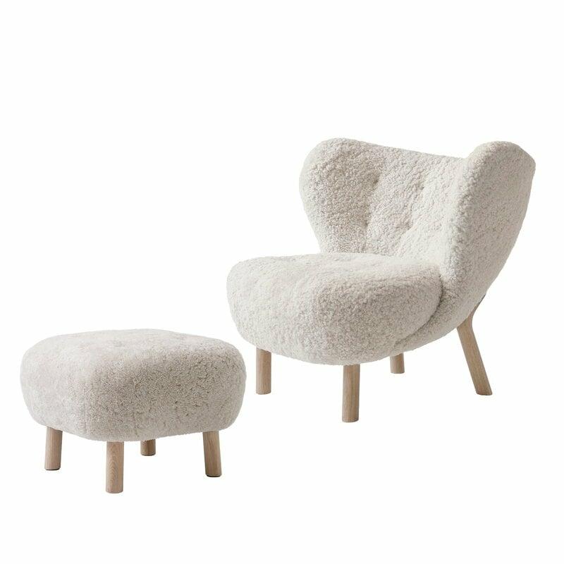 Chairs |   Little Petra Lounge Chair And Pouf, Moonlight – White Oiled Oak Chairs