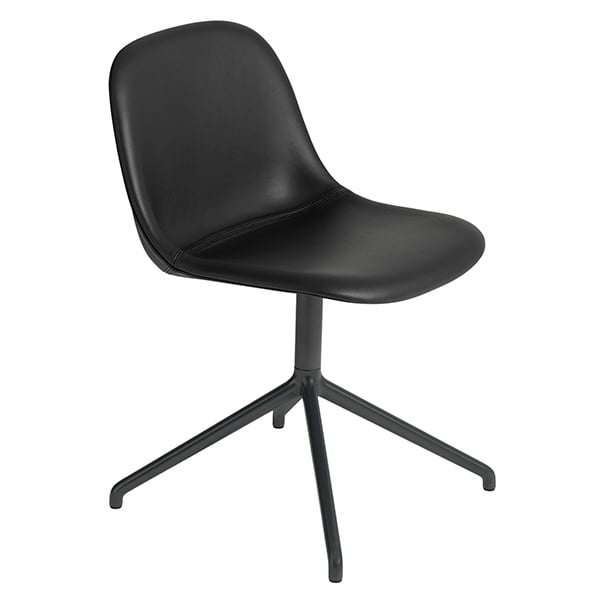 Home Office & Office Furniture |   Fiber Side Chair, Swivel Base, Black Leather Chairs Chairs