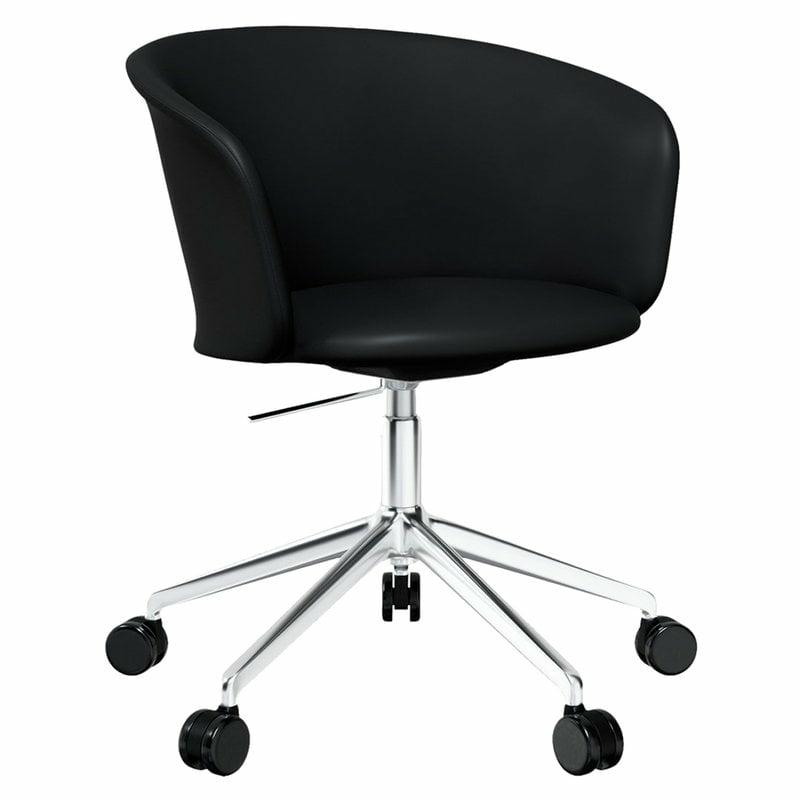 Home Office & Office Furniture |   Kendo Swivel Chair W/ Castors, Black Leather – Pol. Aluminium Chairs Chairs