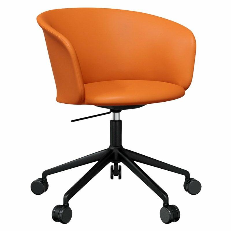 Home Office & Office Furniture |   Kendo Swivel Chair W/ Castors, Cognac Leather – Black Chairs Chairs