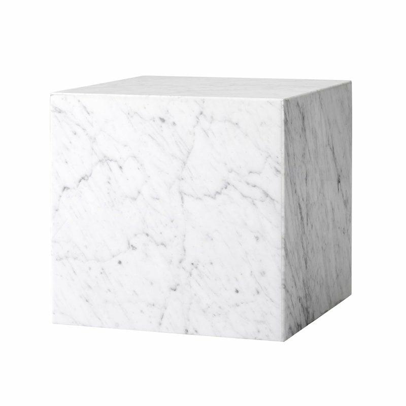 Tables |   Plinth Table, Cube, White Carrara Marble Tables Tables